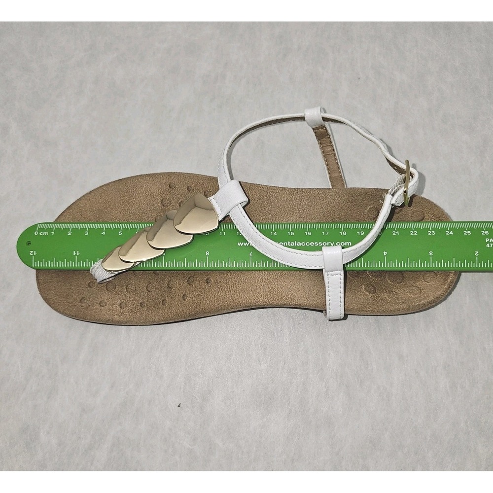 EUC VIONIC Miami Sandals White T Strap w Gold Accents Arch Support Sz 7.5 - Picture 9 of 10